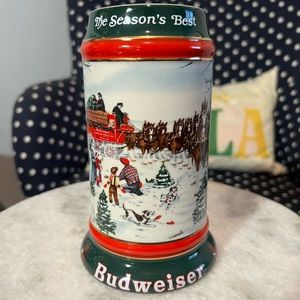 1991 Budweiser collectors holiday beer stein